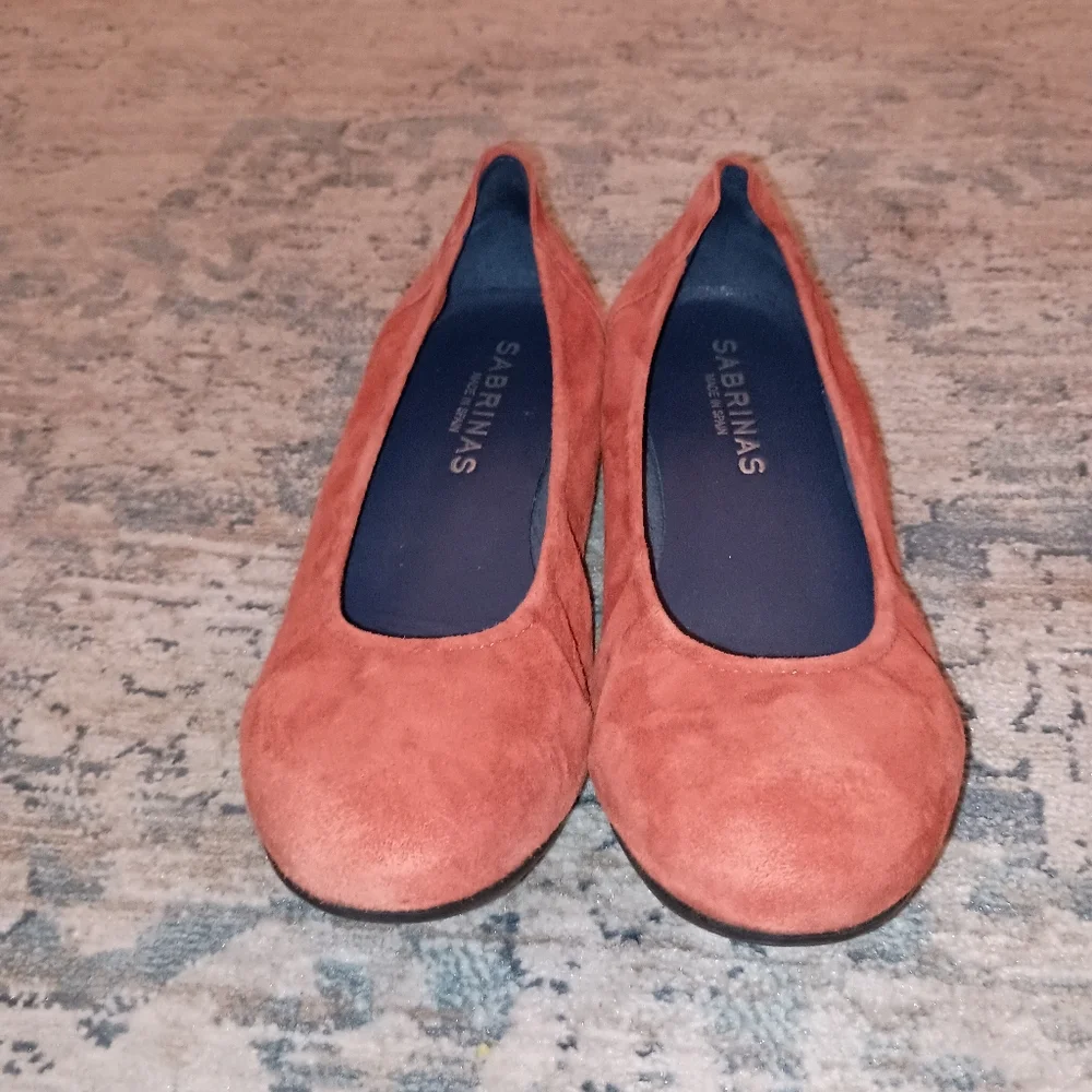 Sabrinas  Orange Navy Leather ballet Flats Size 39